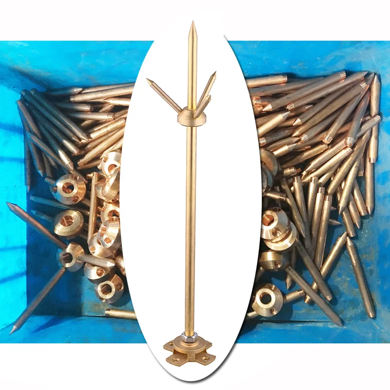 Professional Lightning Conductor Protection System 15mm Copper Air Terminal Lightning Arrester Rod