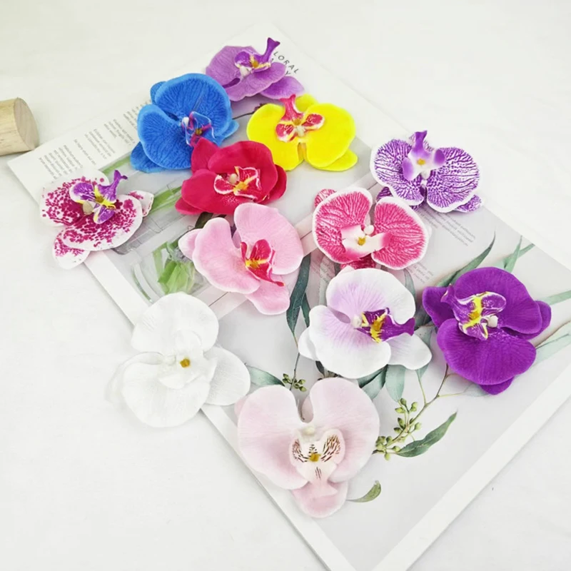 Artificial orchid petals flowers  real touch phalaenopsis butterfly flower head for DIY craft home wedding party decorations