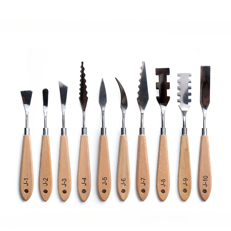 Cross-borde special-shaped oil painting knife graffiti color wood art combination scraper student art painting tool