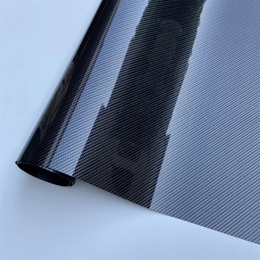 8D Carbon Fiber Wraps Car Body Black Silver Film Vinyl Car Wrapping Vinyl With Air Release 1.52m*17m