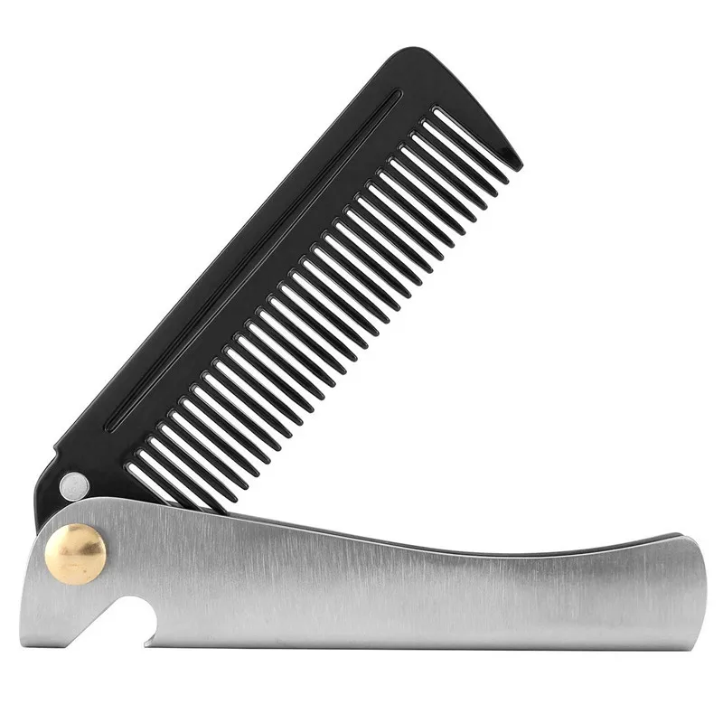 Stainless Steel Bottle Opener Comb Small Pocket Comb Mini Anti Static Beard Mustache Comb