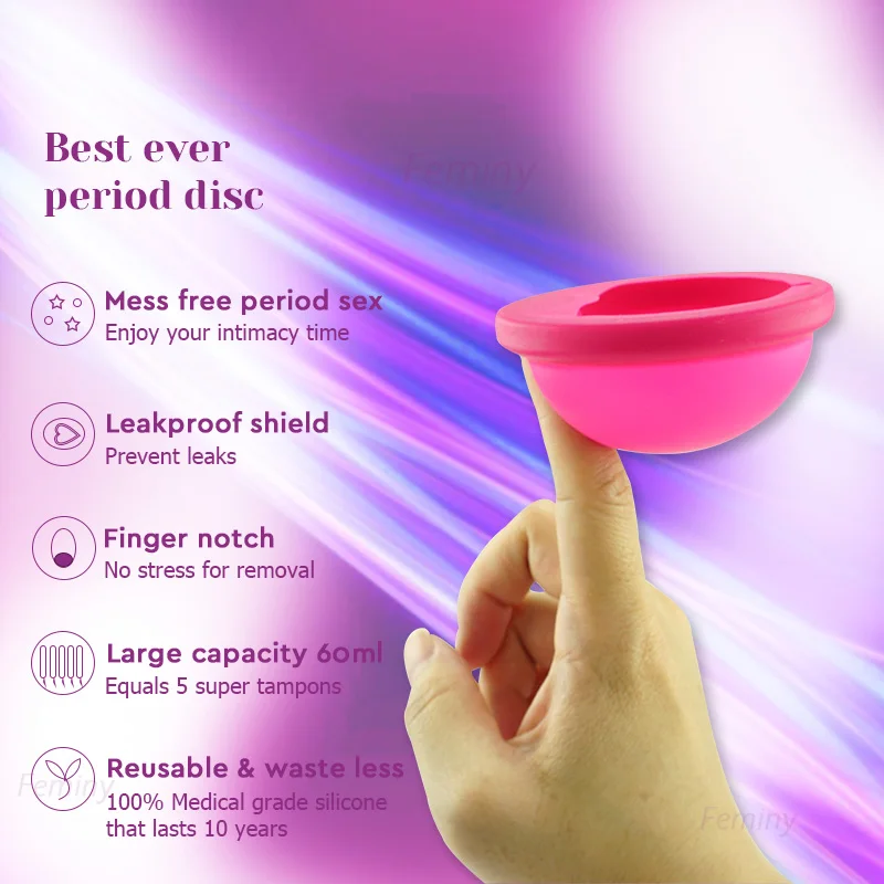Private label Easy Removal Feminy Medical grade Silicone Reusable menstrual disc