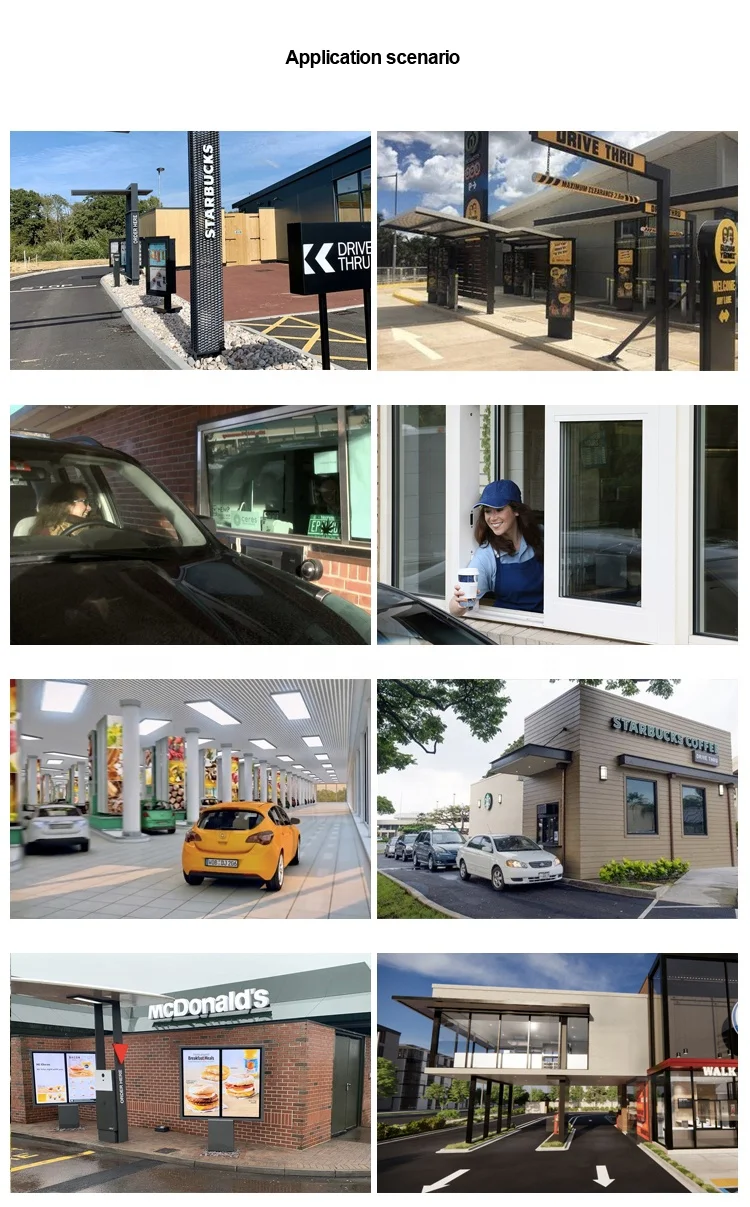 Drive Thru Restaurants Menu Board Digital Signage Outdoor Standing Waterproof Kiosk Touch Order Screen LCD Display Advertising