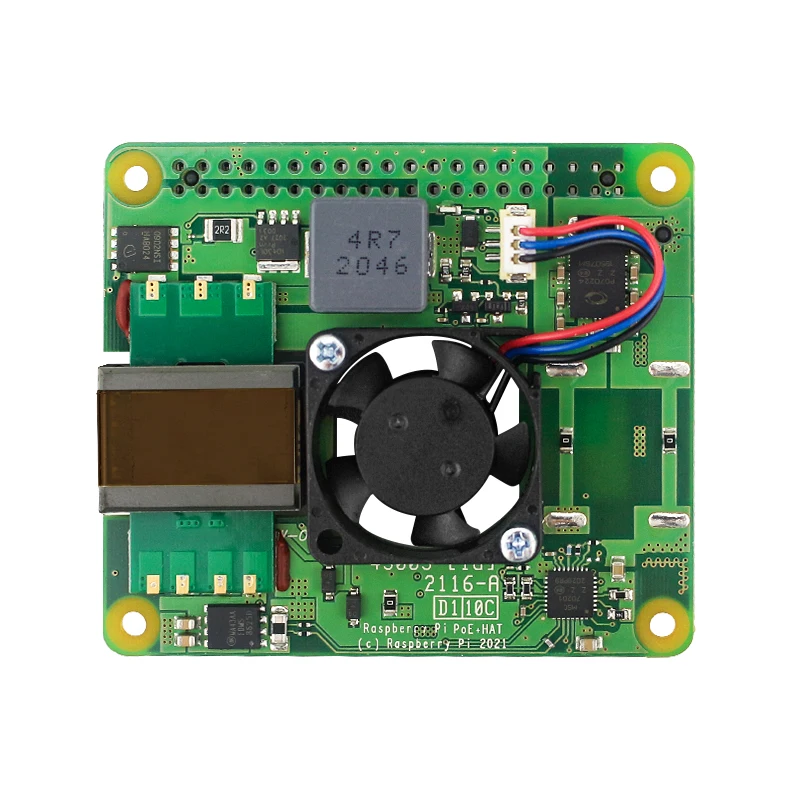 Оригинальный Raspberry Pi PoE + HAT 802.3AF Стандартный с 2,2 куб. М охлаждающий вентилятор 5 в 4A выход для Raspberry Pi 3B + 4B Модель B