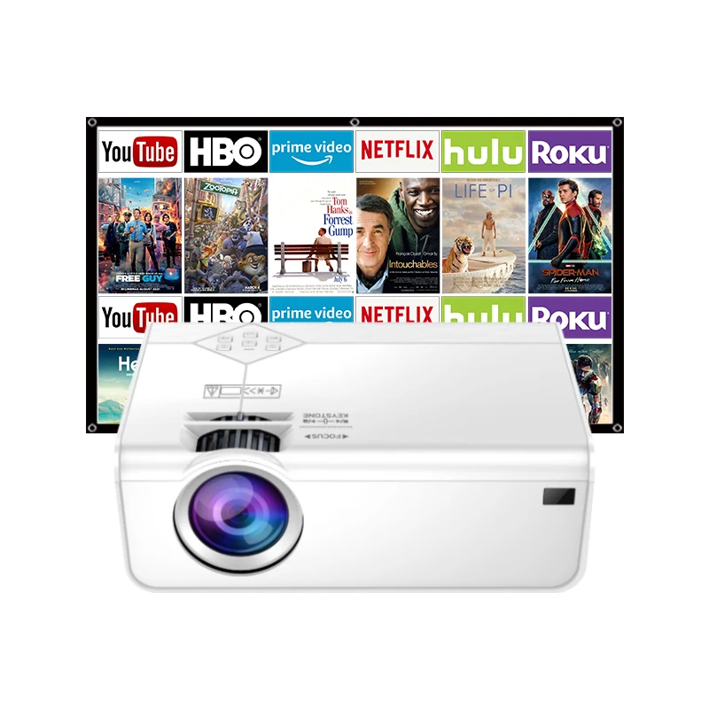 Лидер продаж на Amazon, HD Домашний 4K ЖК-проектор с 100 дюймовым проекционным экраном