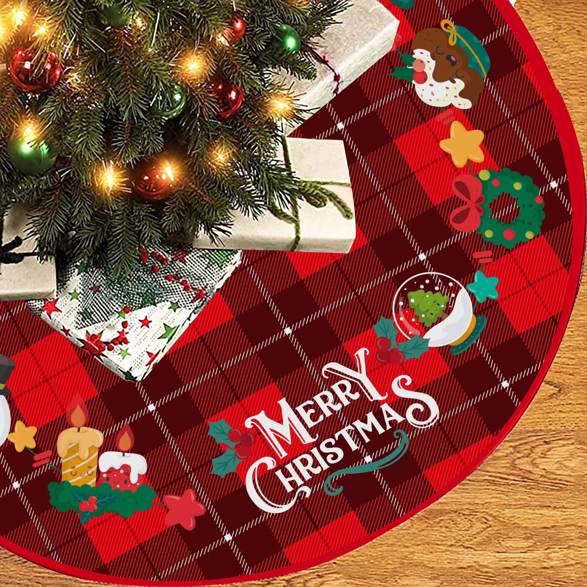 Christmas Tree Skirt 90cm Santa Claus ManyPattern Choice Christmas Tree Ornaments Mat Xmas Tree Skirt For Christmas Decoration