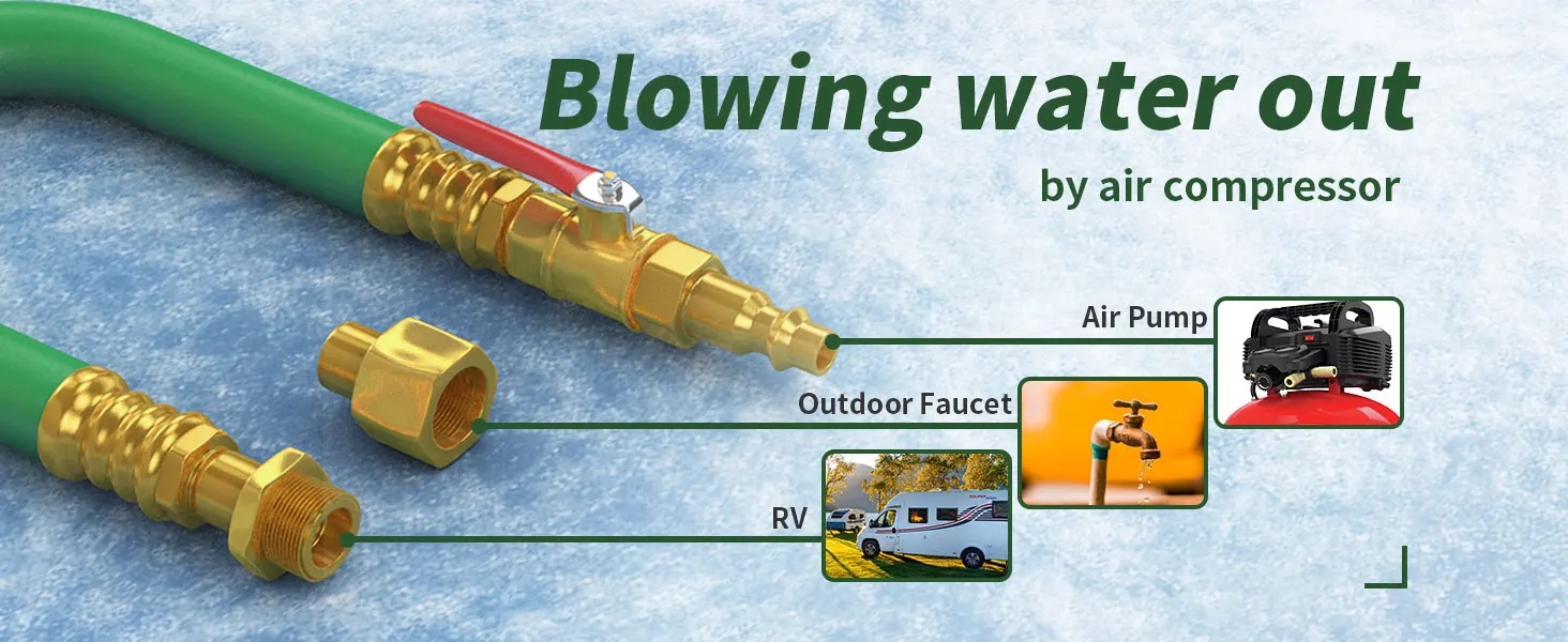 RV Winterize Blowout Adapter Kit with ball Valve Connect plug Water Blow Out Fitting Adapter for camper trailer
