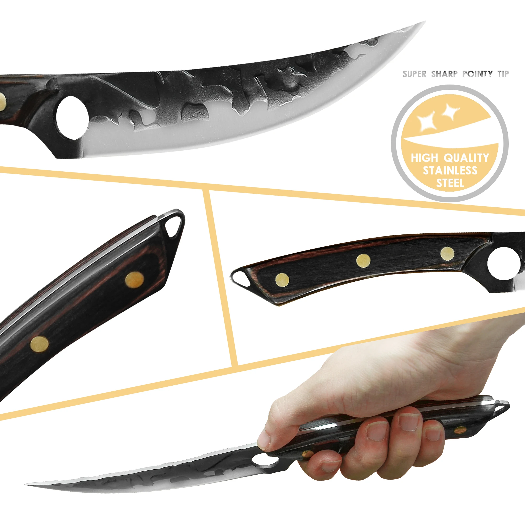 Xingye New Design 6 Inch Forged Hammer Stainless Steel Narrow Blade Boning Skinning China Fish Fillet Knife Fishing