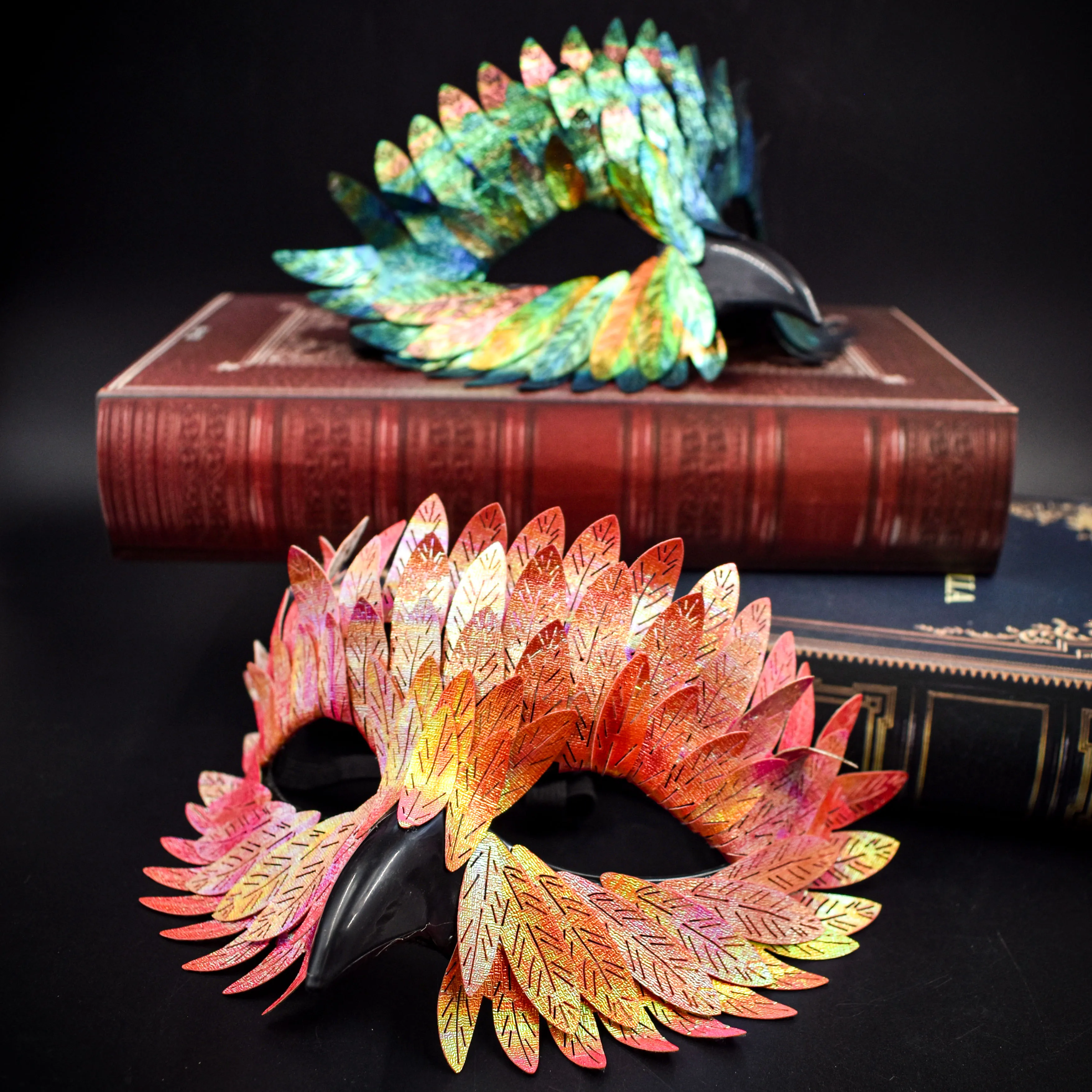 High-End Laser Owl Bird Beak Feather Mask Masquerade Half Face Animal Masks Carnival Halloween Cosplay Props