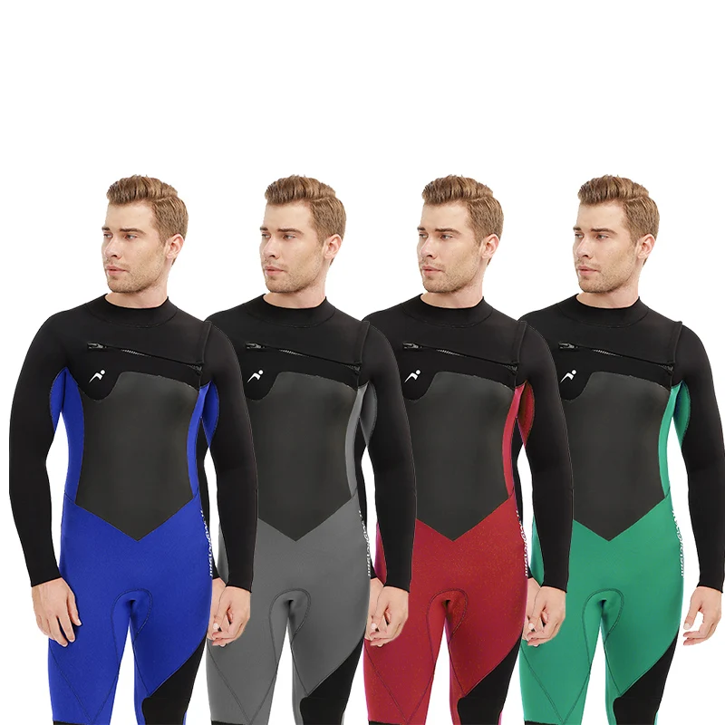 
5/4 Surfing Snorkeling Surf Suit Men Black Professional Diving Semidry Chest Zip Wetsuit 