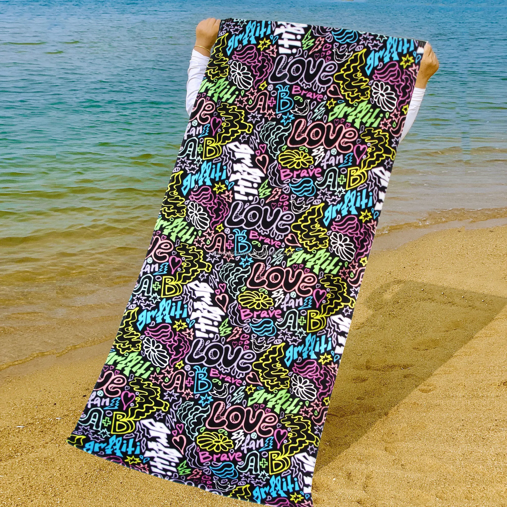 Free Design Custom Beach Towel With Logo Custom Print Fast Shipping Summer Large Beach Towel 100% cotton