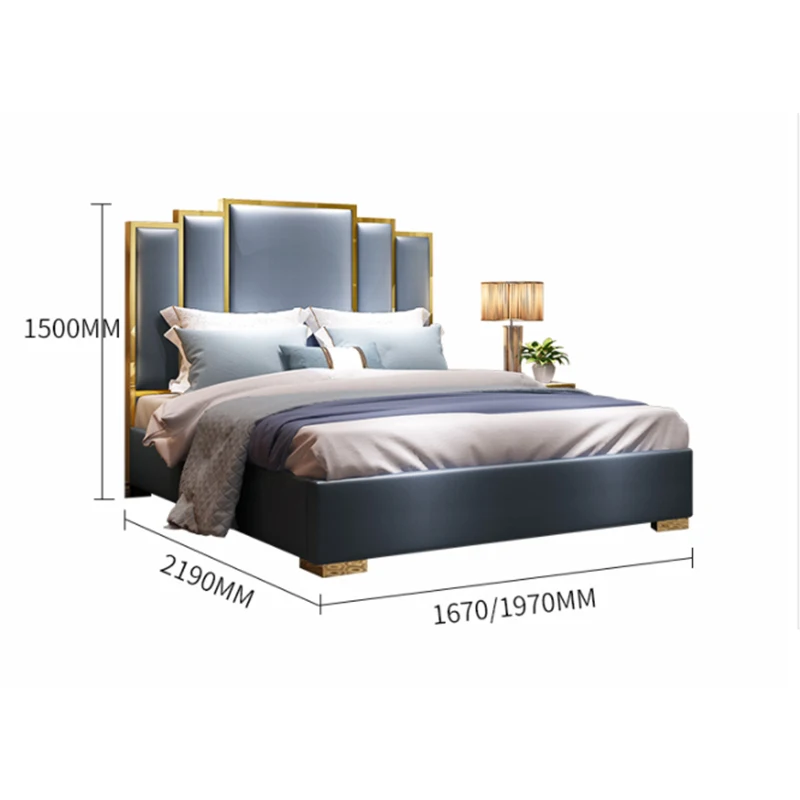 
Metal stainless steel leather bed bed room furniture hotel beds 