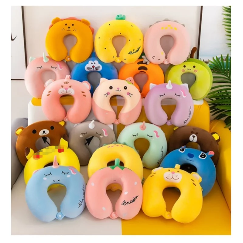 Дорожная подушка для шеи для детей и взрослых, единорог из пены с эффектом памяти, мультяшная подушка для поддержки шеи для путешествий, для самолета, автомобиля, поезда, автобуса