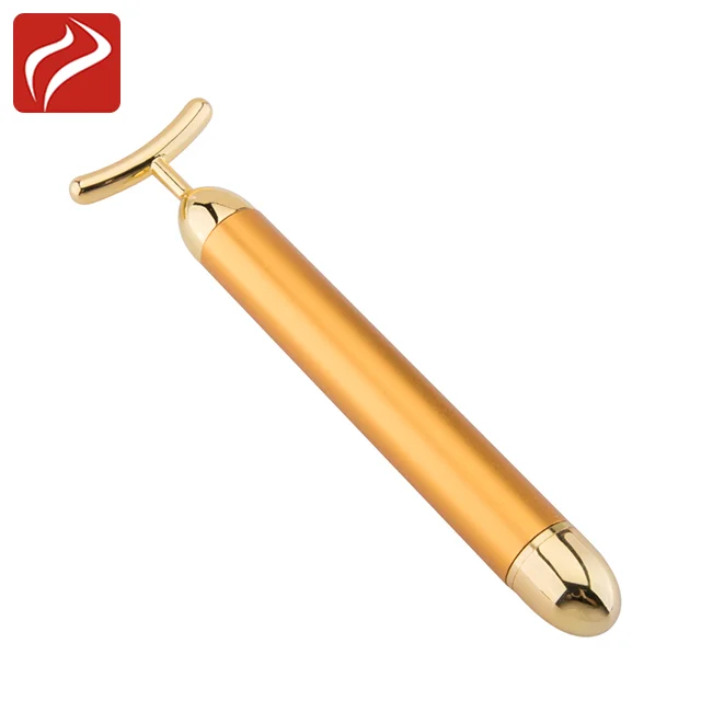 OEM Beauty Germanium Rolling T Shaped Energy Facial Massager 24k Gold Beauty Bar