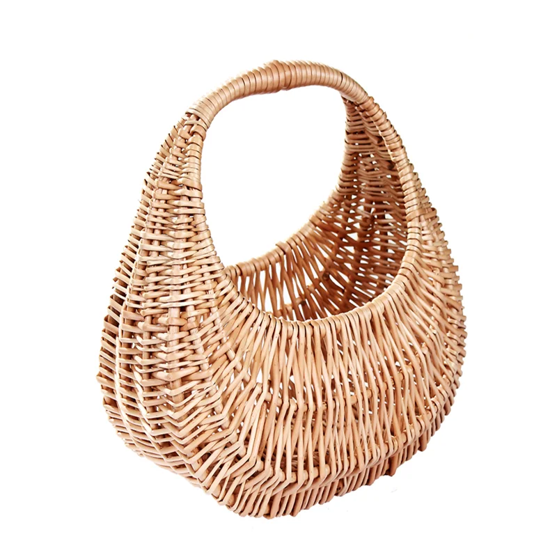 Half Moon Shape Hand Woven Willow Egg Storage Basket