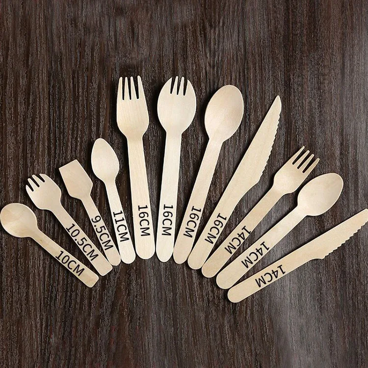 Disposable Wooden Cutlery Wooden Utensils Eco-friendly Wooden Spoon, Knife, Fork