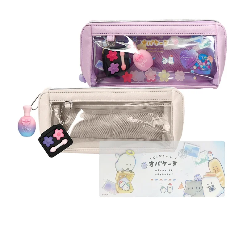 wholesale custom Obakenu Large capacity pencil case ghost cat Pencil box for girl stationery products cute pencil box for kid