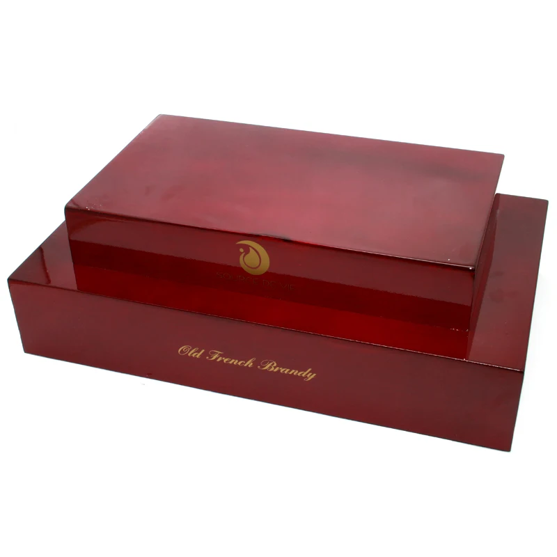 Изготовленная на заказ рамка коробки сувениров деревянная роскошная упаковка красного цвета роскошь с высоким глянцевым лаком