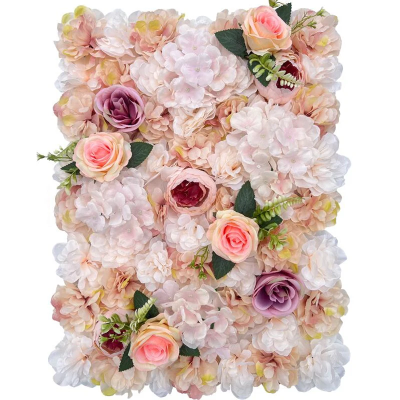 Customized Artificial Silk Roses Flower Wall Backdrop Faux Red Flower Wall Panels Background Fake Flowers Wall For Wedding Decor