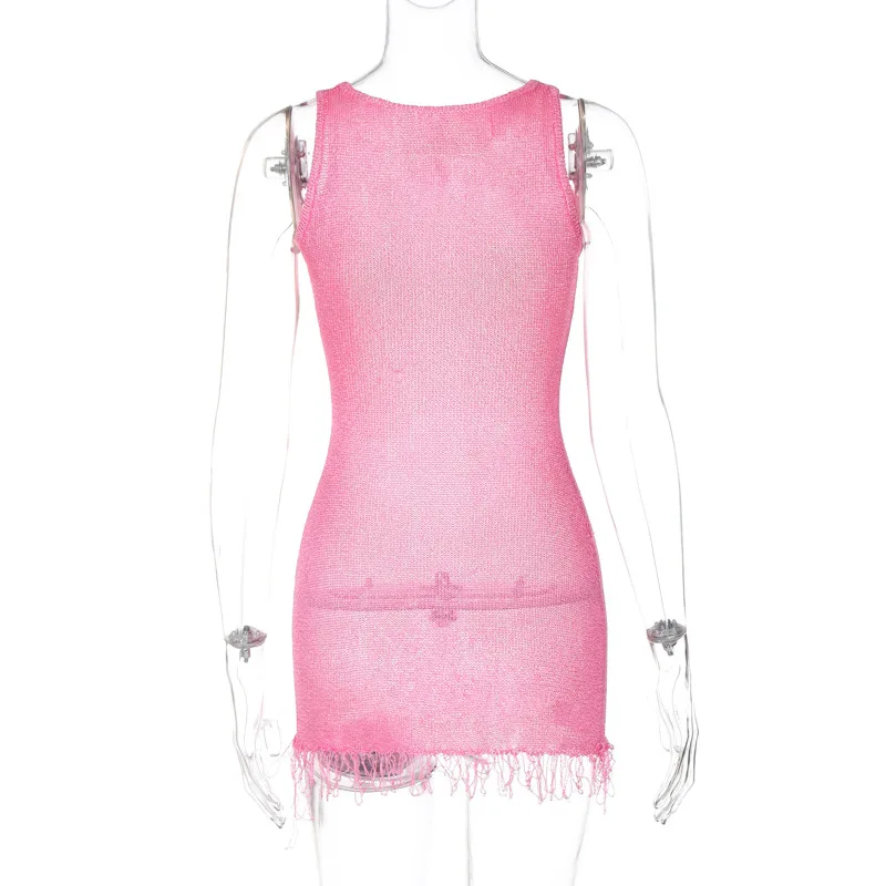 Sexy round neck sleeveless dresses cute short mini dresses wholesale summer dresses women 2024
