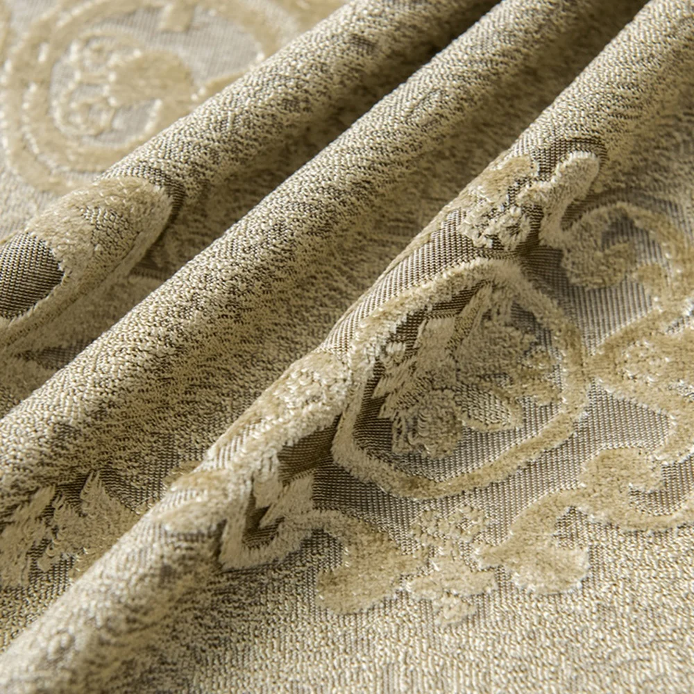 
Fashion flocked luxury villa new semi blackout home velvet jacquard flannel finished curtain living room bedroom Europe drape 