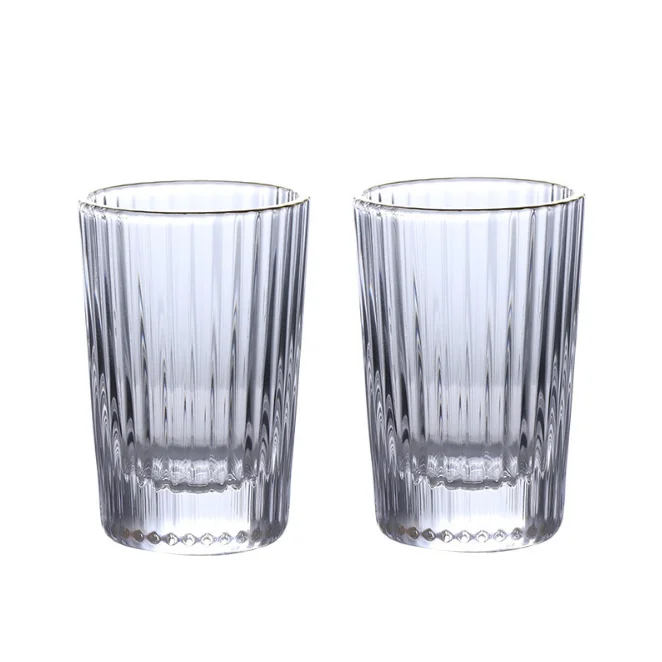 Juice Water Drinking 15ml Vertical Striped Clear Whiskey Shot Glass Ribbed Liquor Glass Wine Shot Glass