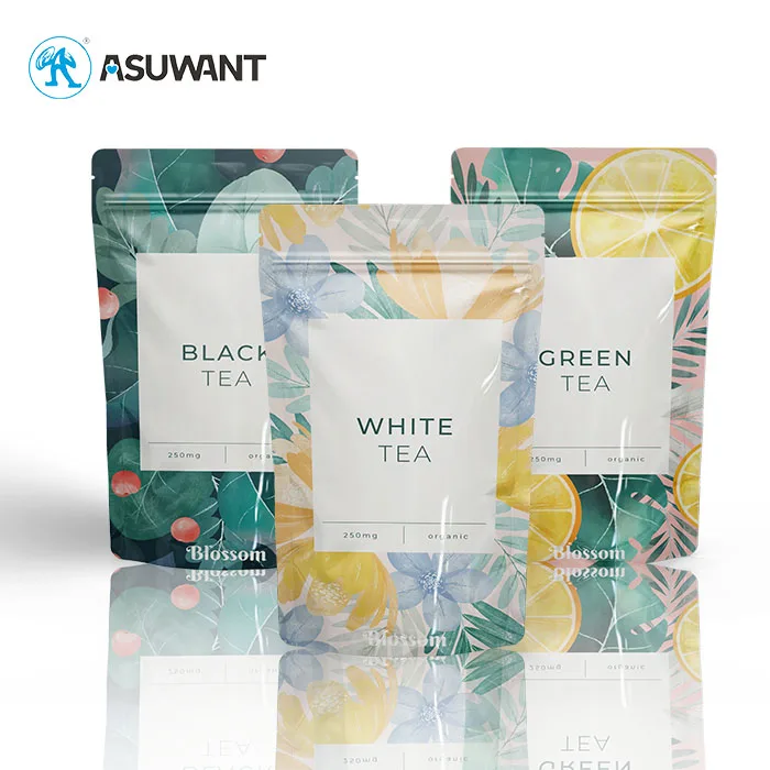Biodegradable Stand Up Mylar Bag Tea Coffee Packaging Pouch With Window Bestselling Matte Laminated Moisture Proof Zipper Bag