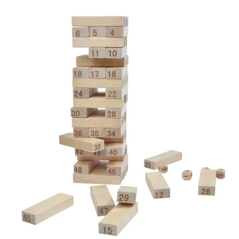 54pcs Wooden Domino Stacking Blocks Tumbling Tower Building Blocks Set Educational Toy for Kids Educational Toy