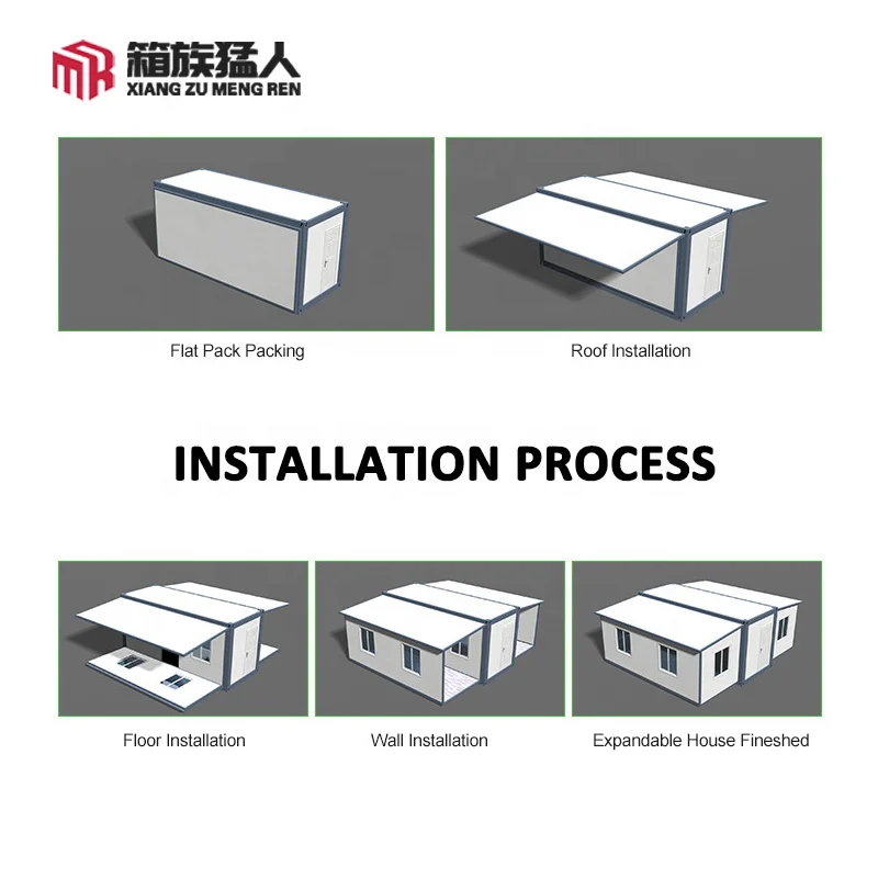 20ft 40ft prefab design fast build prefabricated tiny home modular folding foldable  container house living office