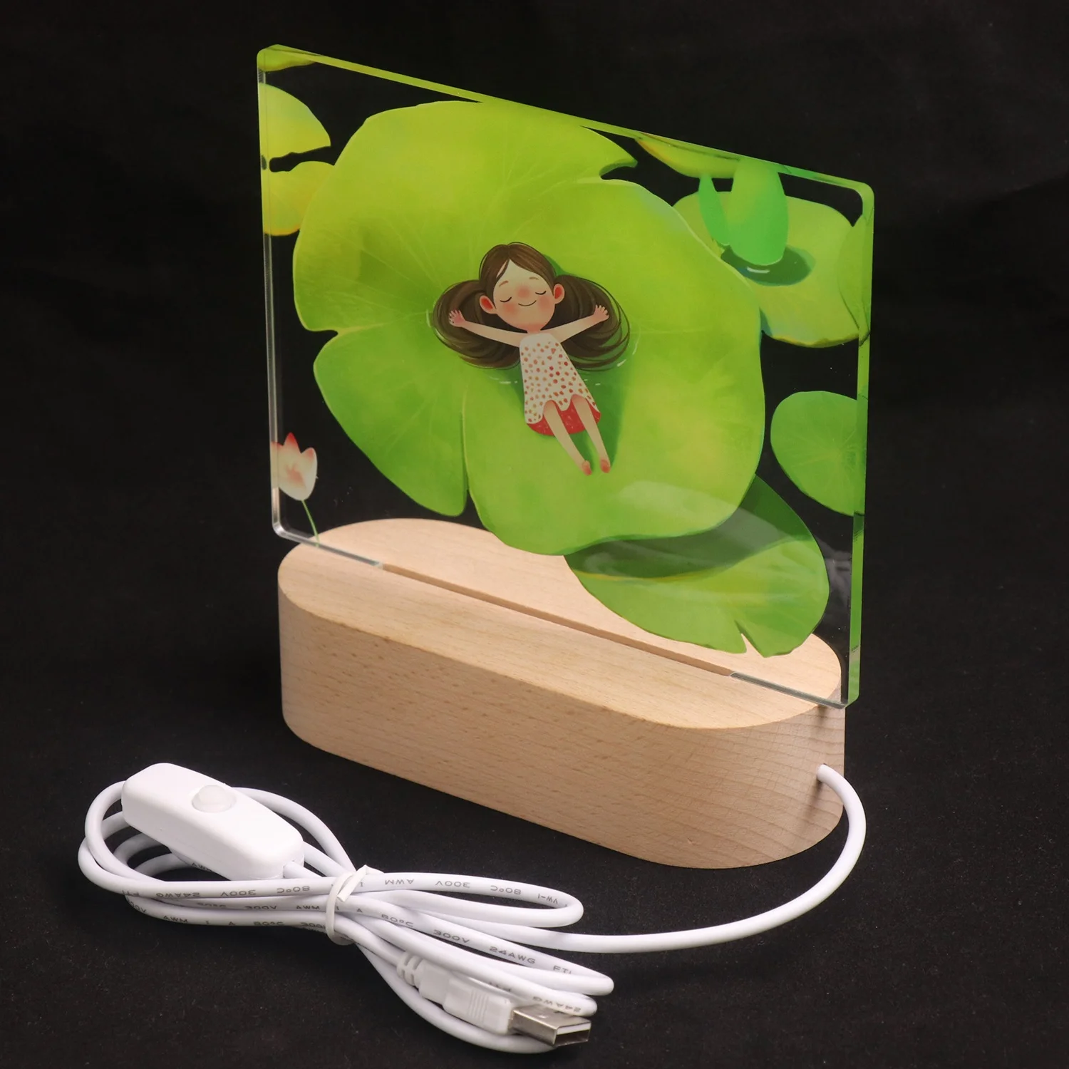 Christmas Cute Sleep Light Led Sleeping Lamp UV Print Wooden Night Lights for Kids Room