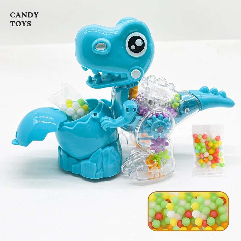 Shantou factory plastic cute dinosaur with light and container toys for candy filling