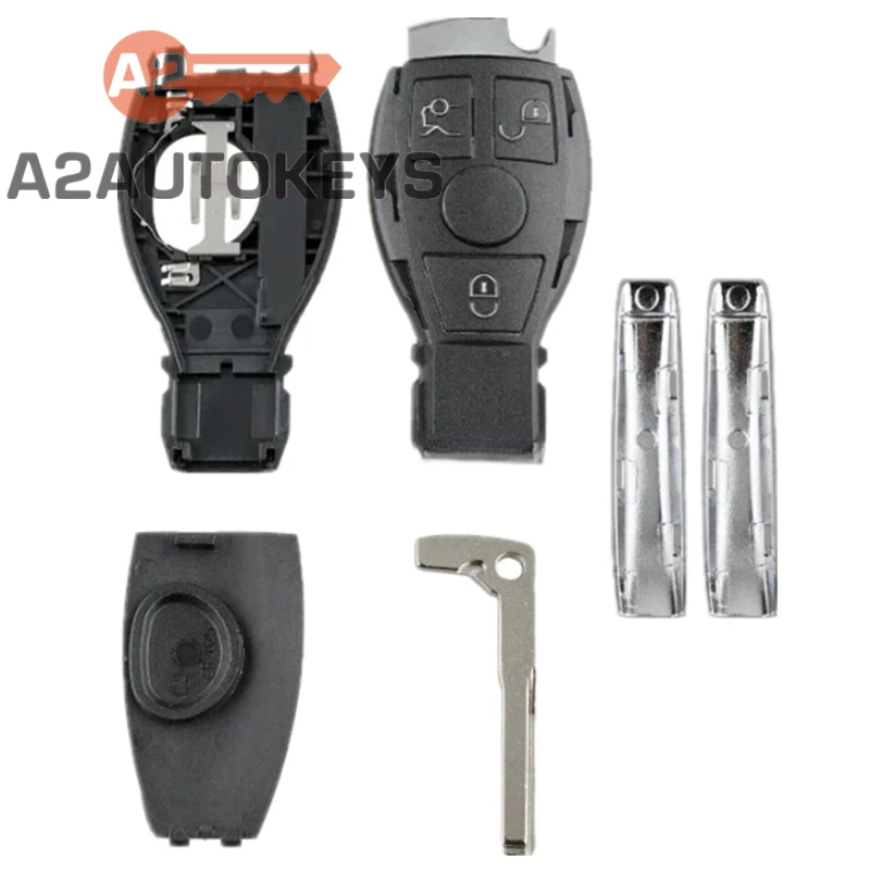 A2AUTOKEYS For Mercedes Benz Year 2000+ Supports Original NEC and BGA 3 Buttons 315/433 MHZ Smart Remote Car Key