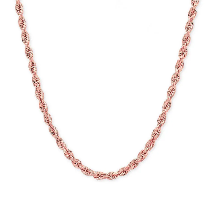 2/3/4/5/6/7mm wholesale chain necklace 316l stainless steel silver black rose 14k 18k real gold filled rope chain