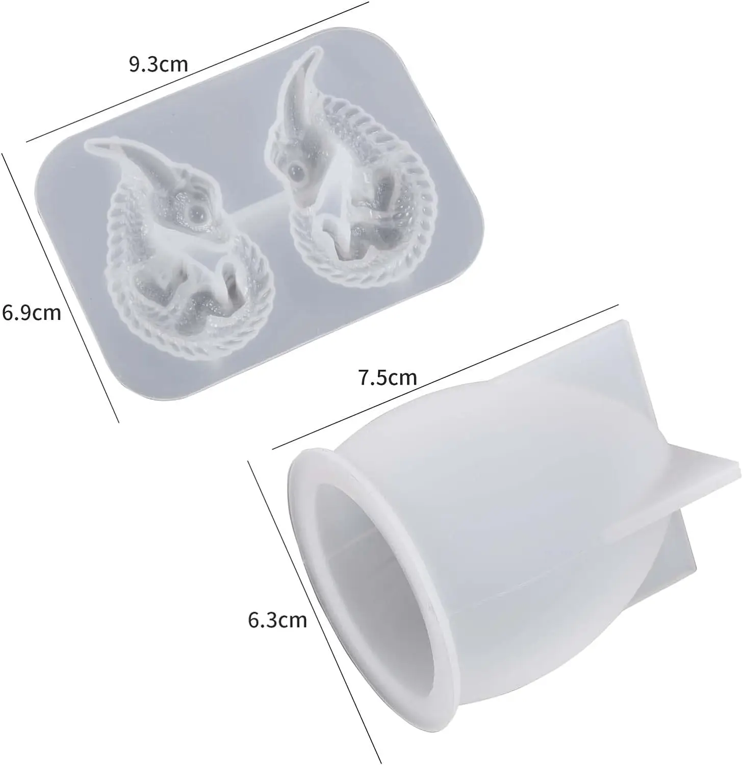 New 2-piece installation  Dinosaur mold silicone mold resin dragon candle mold Easter egg