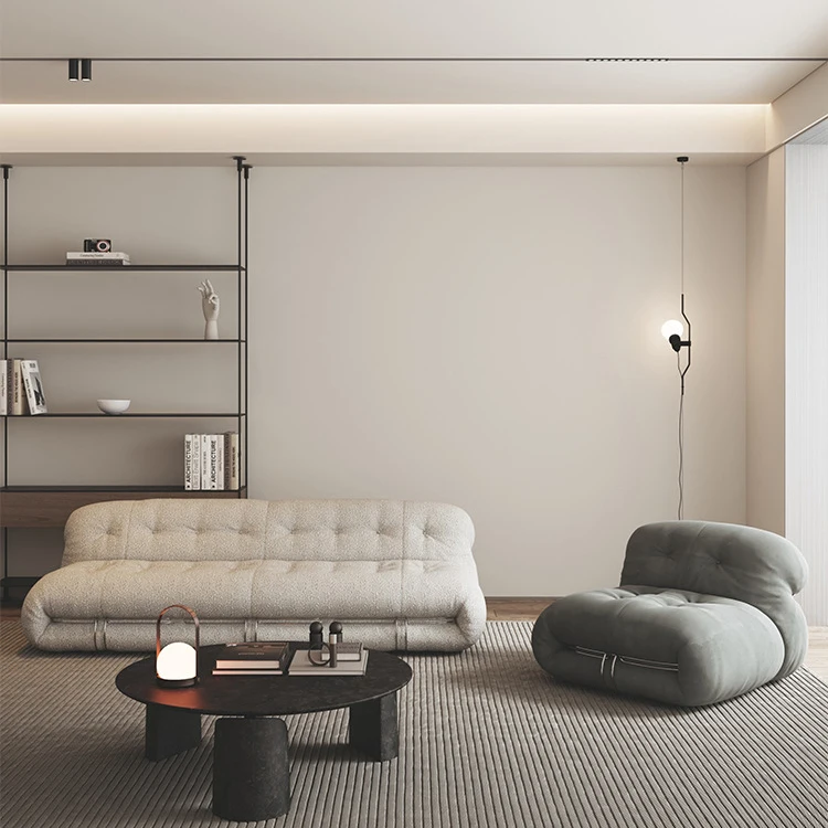 ATUNUS Modern Italy Retro Design Living Room Furniture Sofa White Boucle Couch Afra Tobia Scarpa Soriana Lounge Sofa Chair