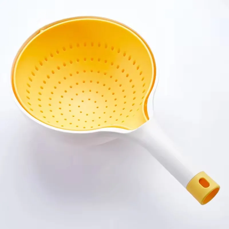 Rotatable Double Layers Vegetable Fruit Washing Kitchen Plastic Drain Basket