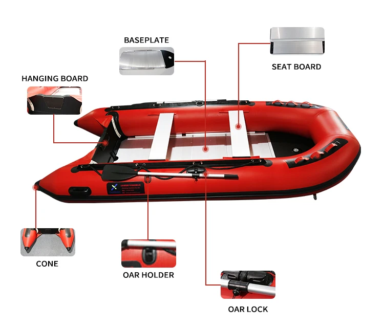 11ft 330cm inflatable boat taking 4 persons driving in lake, river and offshore sea