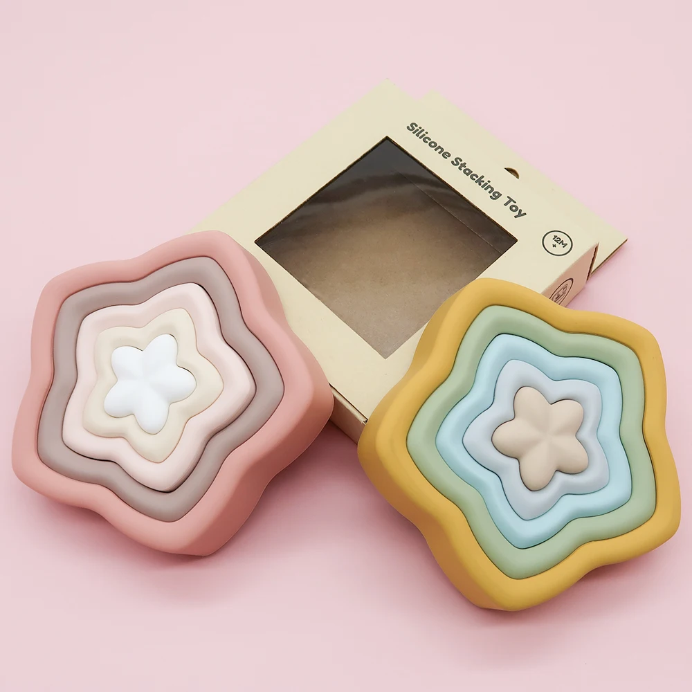 Factory Manufacturer New Release Baby Silicone Stacking Toy Cups Ring Hot Sale Baby Puzzle Stackable Toy Soft Building Blocks