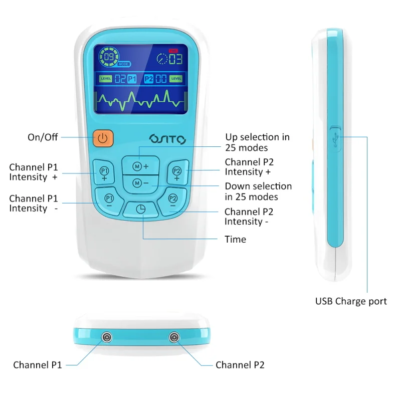 Physiotherapy tens machine massager electric pulse ems tens massage acupuncture tens ems unit