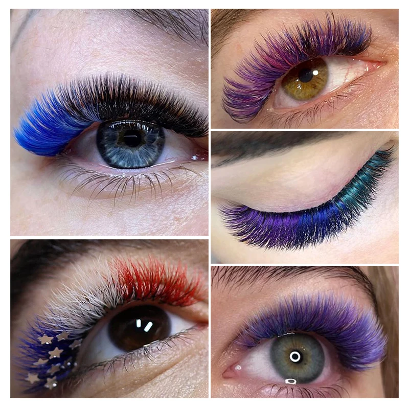 Yelix Volume Real Mink White Colorful Micro Swab Color Lash Wine Auto Fan Eyelash Extension