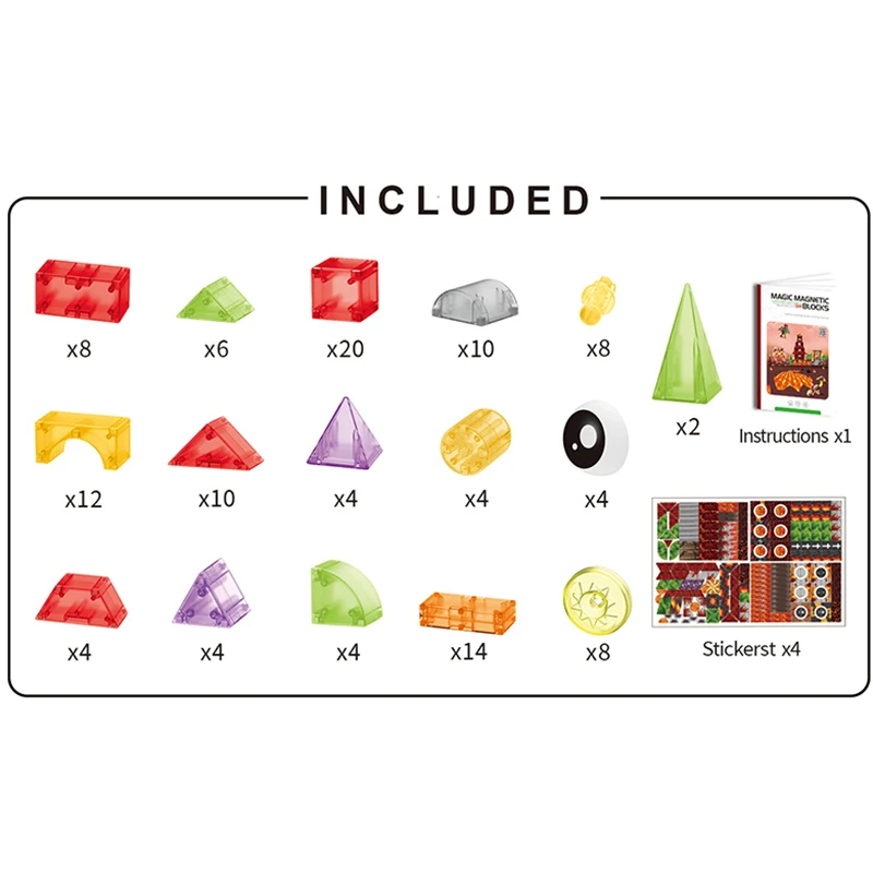 122pcs of magnet blocks for kids large magnetic block assembly magnet building block toys for child