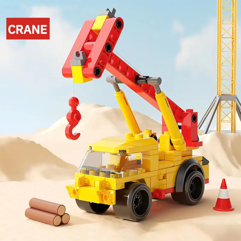 8 In 2 Deformation Engineering Vehicle Series Diy Urban Vehicle Model Building Kit Small Particle Assembly Toys For Boys