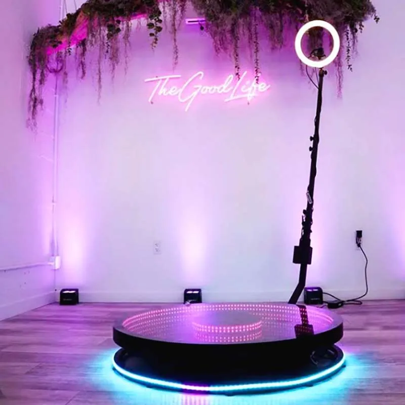 Video Camera Portable Top 360 Spinner Photo Booth With Remote Control Battery Powered Color Change Led Light For 360 Grad