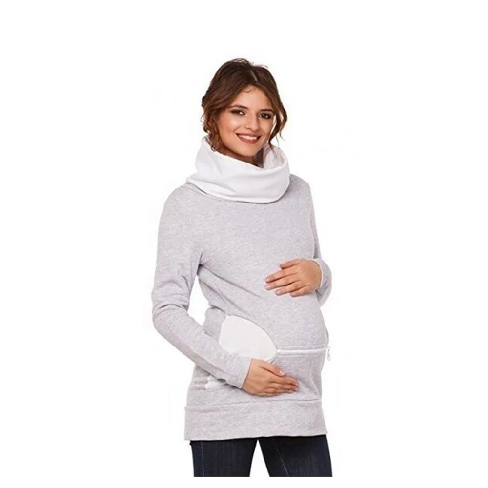 Женская толстовка для беременных Большие размеры рубашка для грудного вскармливания свитшот с карманами