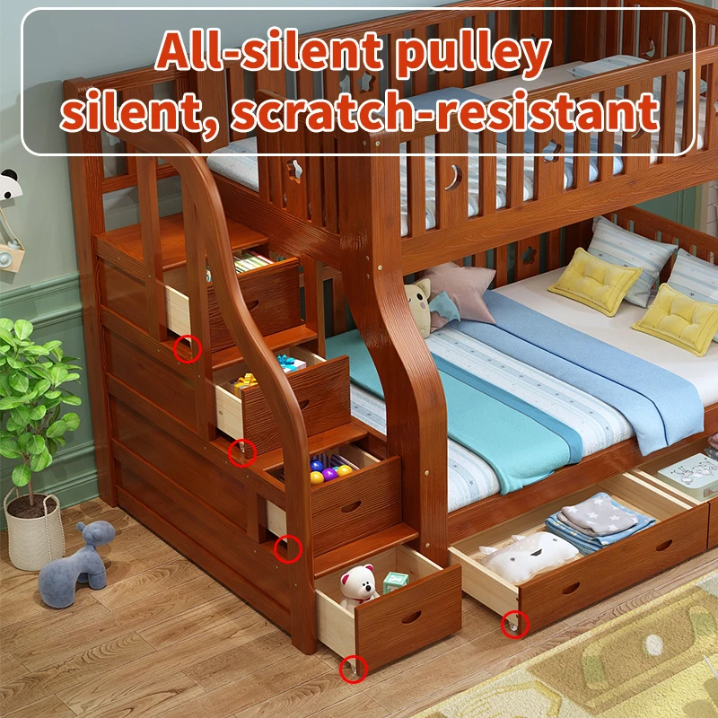 
Children Double Kids Solid Wood Pine Bunk Beds With Stairs Study Table In Wood 