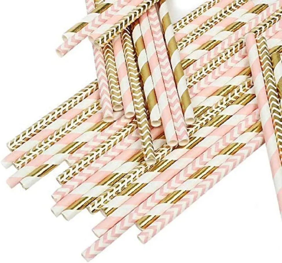Manufacturer Disposable Biodegradable White paper straw Eco Friendly Bubble Tea Brown Kraft Paper Straws