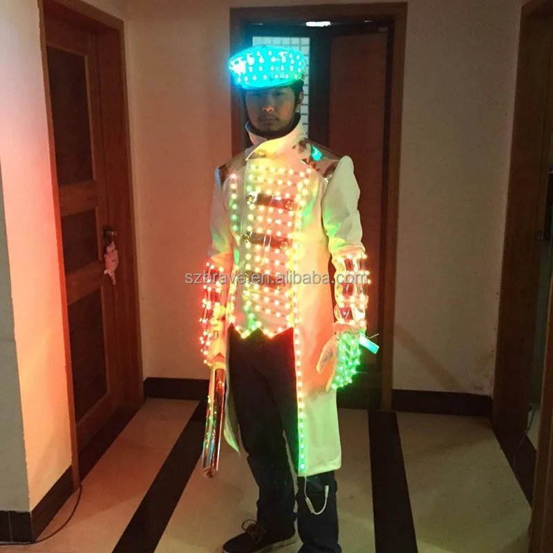 LED Bar KTV Wine Service Suit Clothes Gloves Glasses Suit Jacket Garment Event Luminous Costume Led Robot Dance Show Party