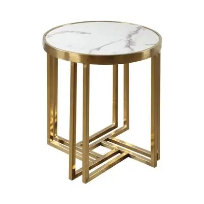 2022 new arrival modern design living room furniture high end marble round luxury Stainless steel base coffee table tea table