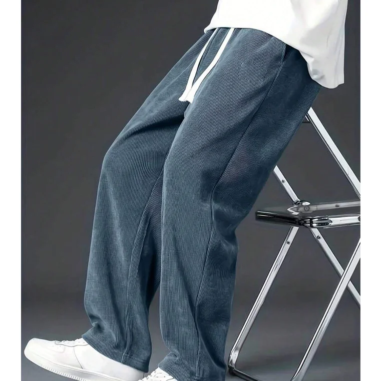 Breathable Pajama Pants Loungewear Men Drawstring Waist Straight Leg Corduroy Pants Custom Jogging Pant Oversize Men Sweatpants