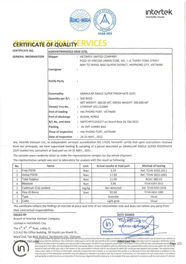 NEW Best Quality Single Super Phosphate SSP Made In Vietnam